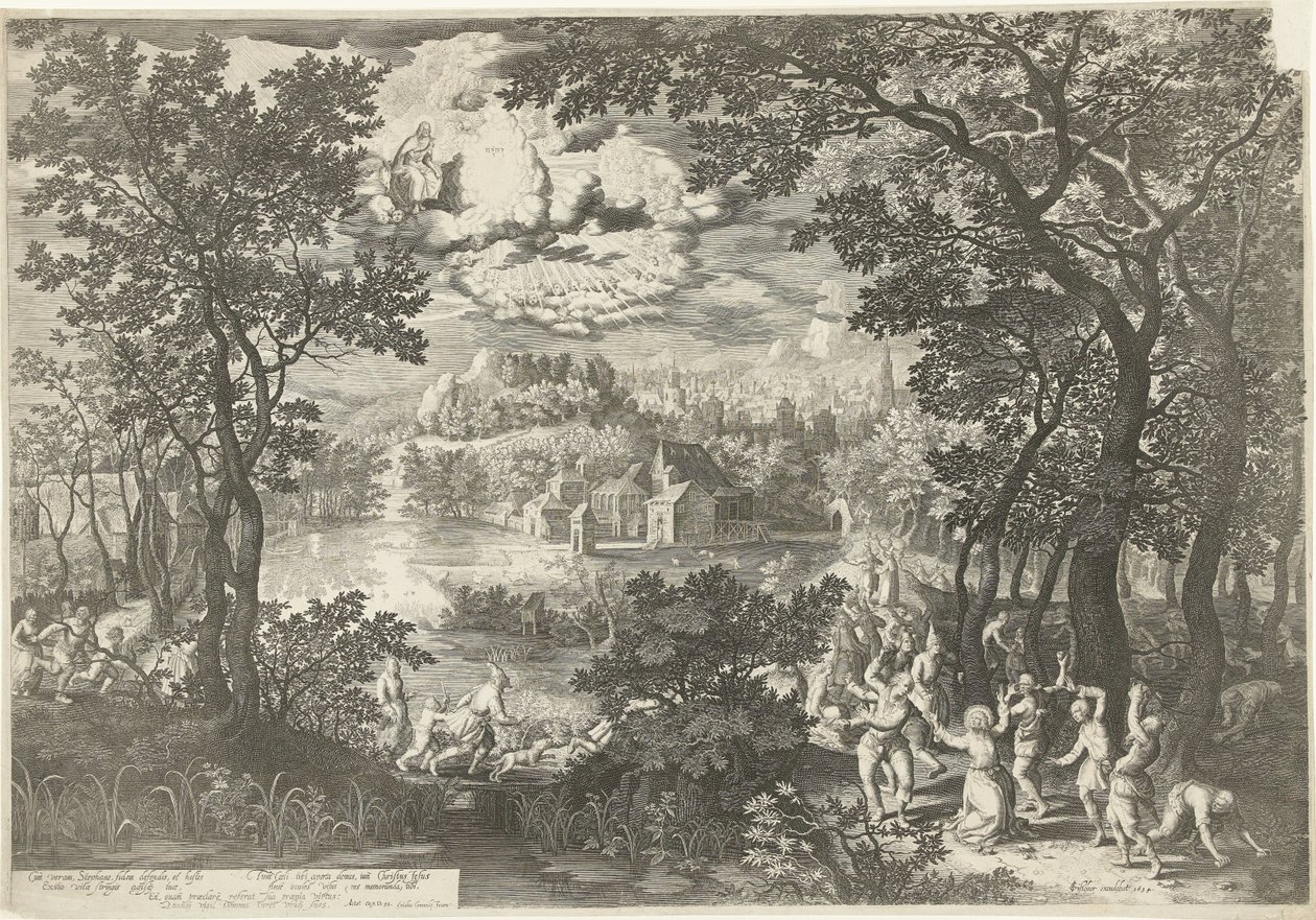 Landschap met martelaarschap van de heilige Stefanus door Boëtius Adamsz. Bolswert