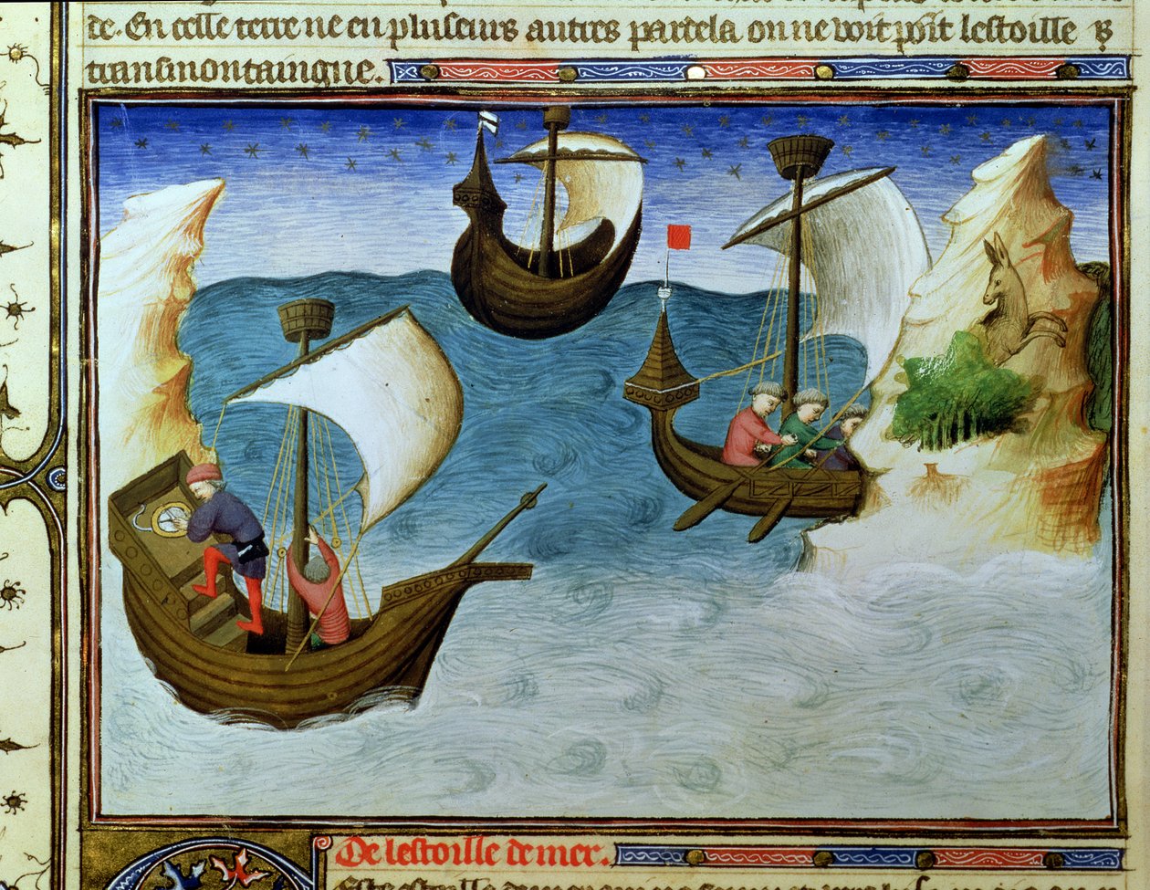 Ms Fr 2810 f.188, Navigators die een astrolabium gebruiken in de Indische Oceaan, uit het 