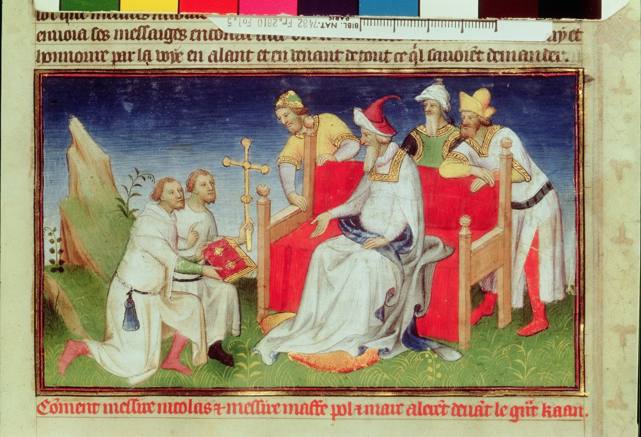 Nicolo en Marco Polo voor de Grote Khan, uit het 
