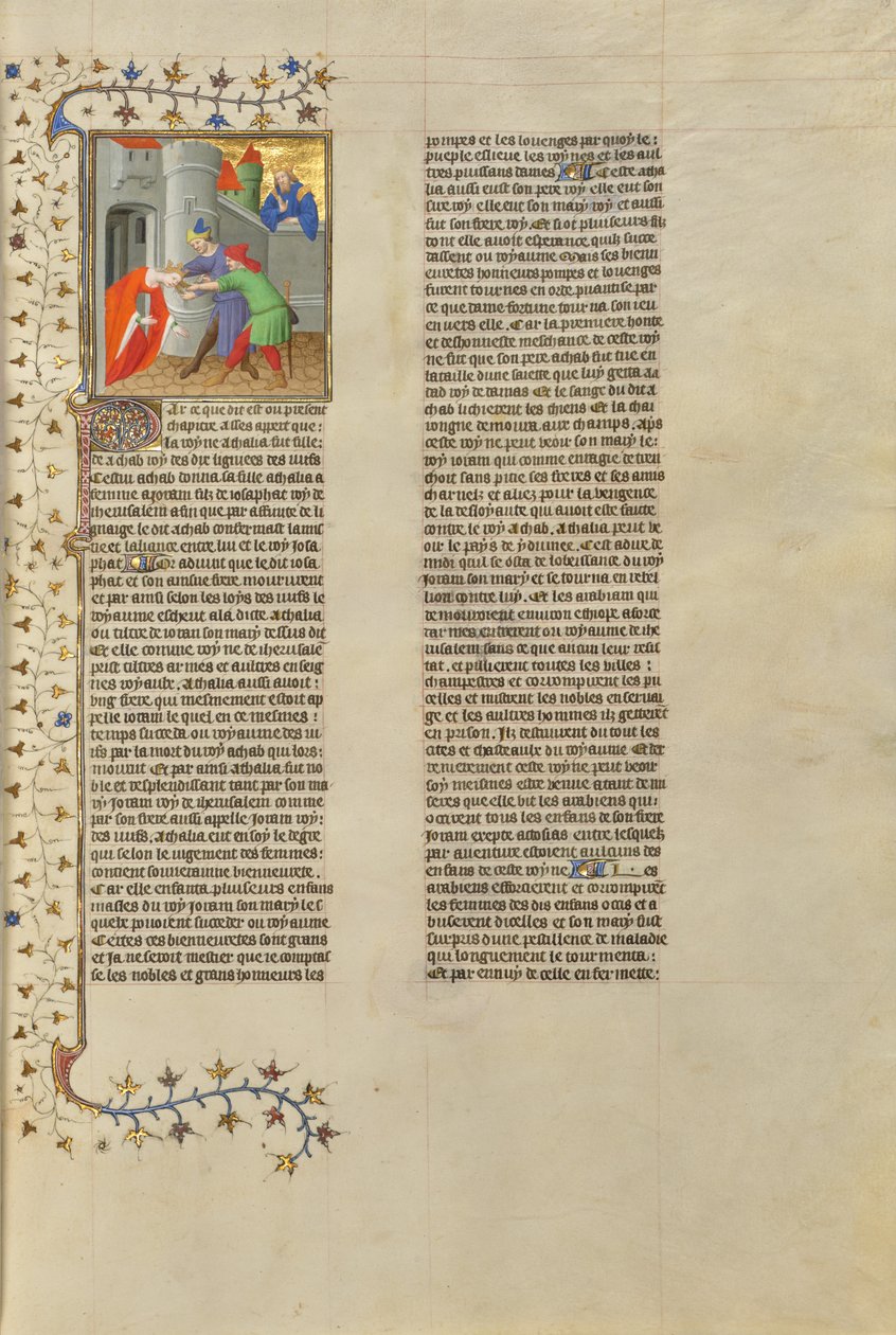 Athalia, koningin van Juda, uit de Tempel gesleurd door Boucicaut Master