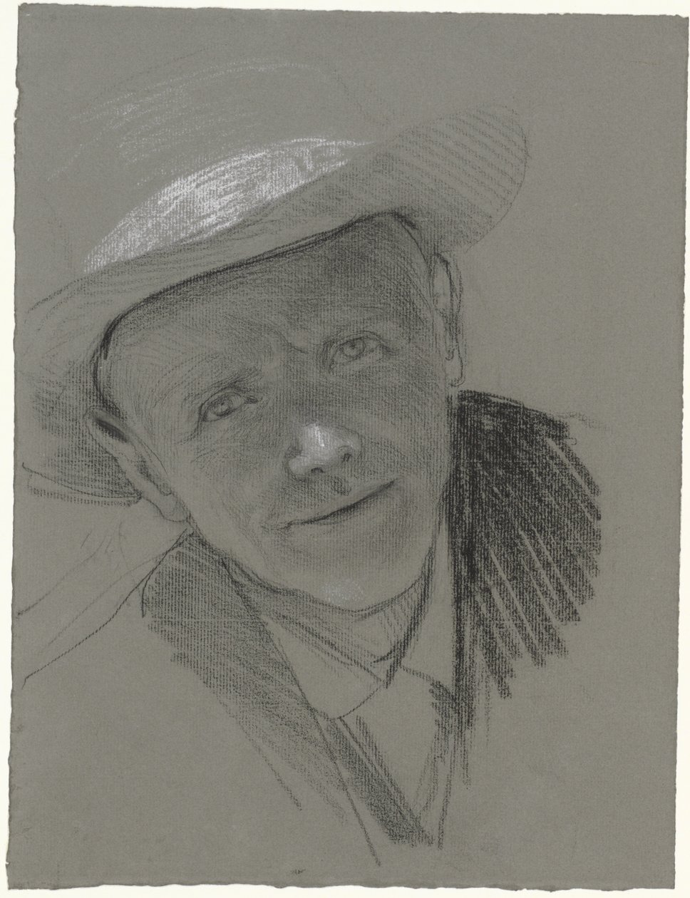 Portret van een man met een hoed door Bramine Hubrecht