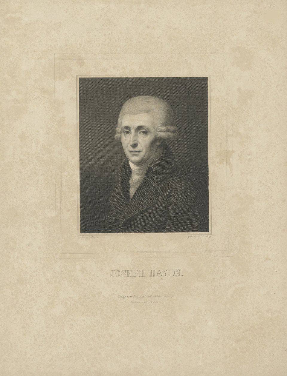 Portret van de componist Joseph Haydn 1732-1809, c. 1827 door Breitkopf and Härtel