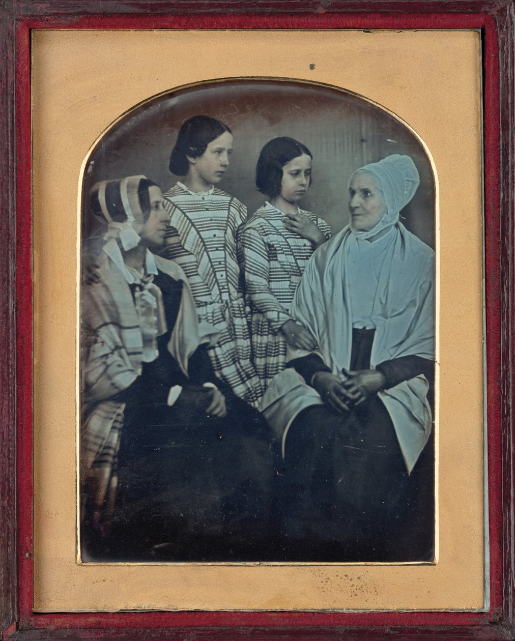 Isabel, Charlotte, Rebecca en Charlotte Anne Ashworth, ca. 1846-1847 (foto) door British Photographer