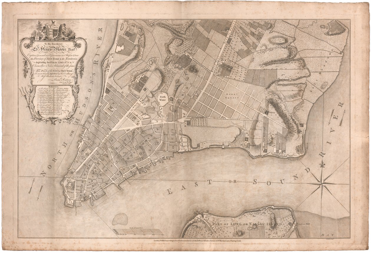 Een plan van de stad New York door British School
