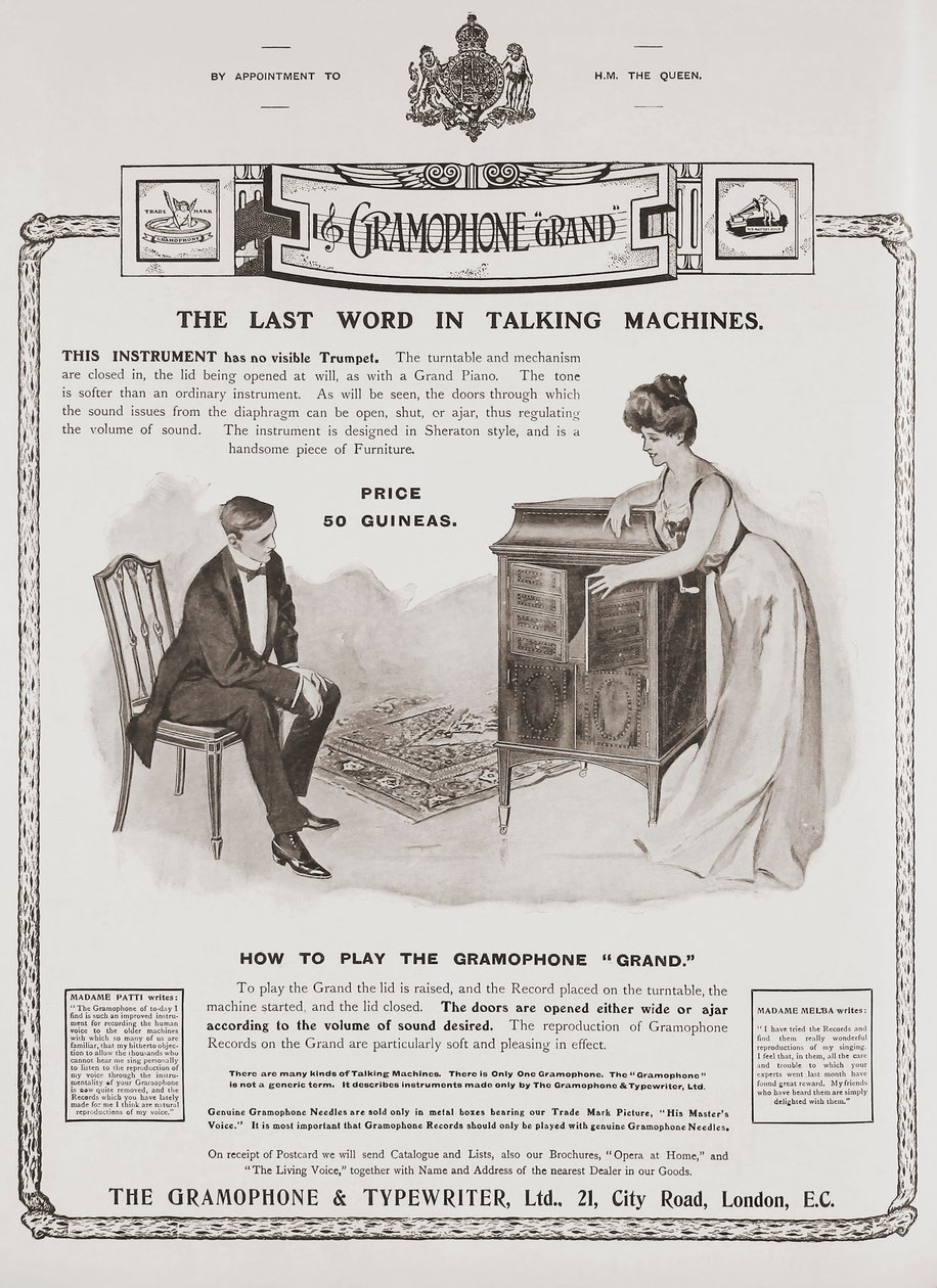 Advertentie voor The Gramophone Comany door British School