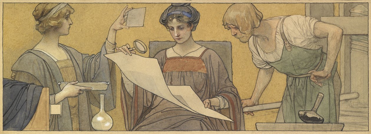 Een Allegorie van Drukwerk en Fotografie door British School