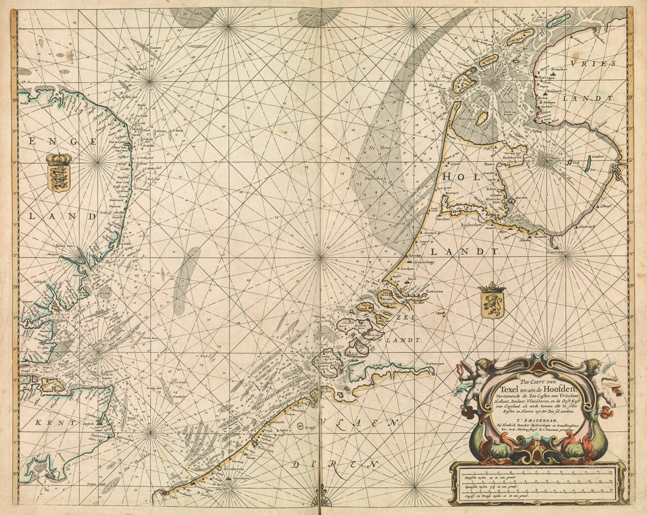 Kaart van de Noordzee en de Nederlandse kust door British School