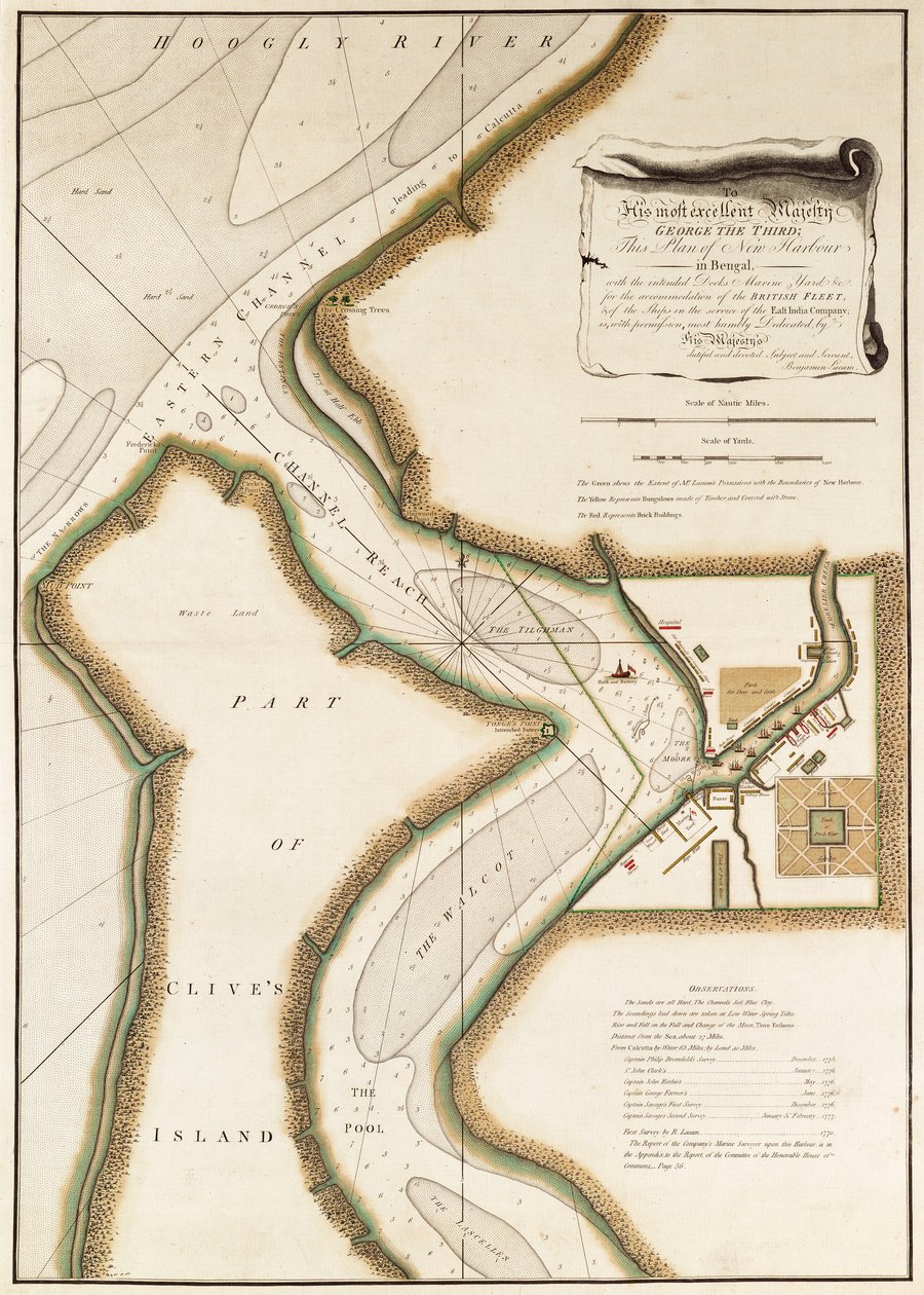 Kaart van de Hoogly-rivier, c.1777 door British School