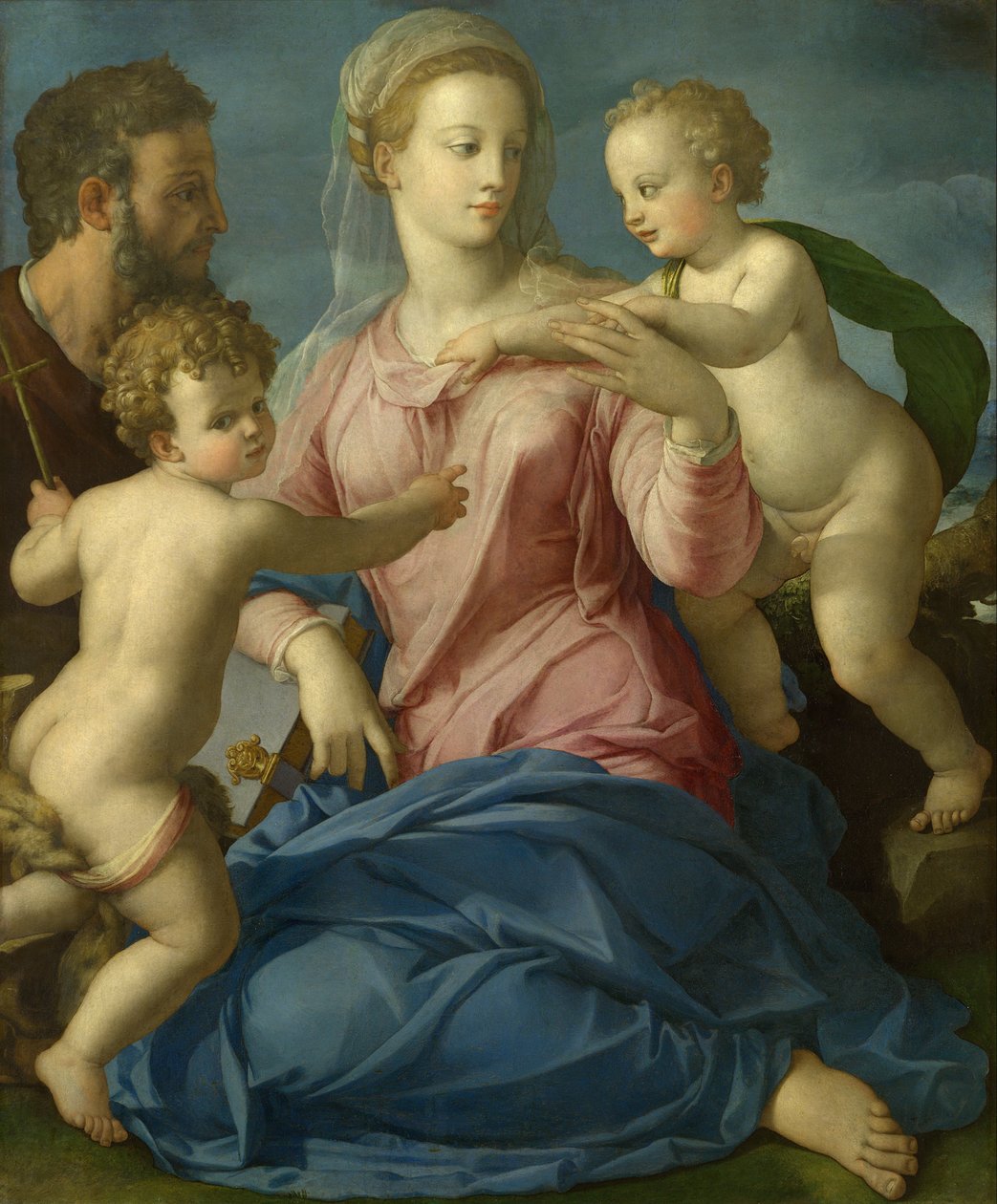 De Heilige Familie met het Kindje Johannes de Doper (Madonna Stroganoff) door Bronzino