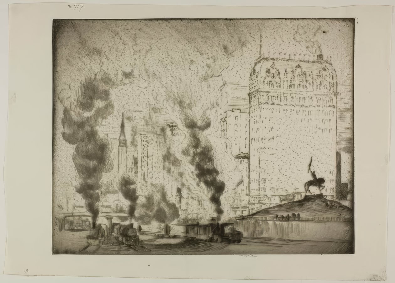 Chicago - Logan Monument door Bror Julius Olsson Nordfeldt