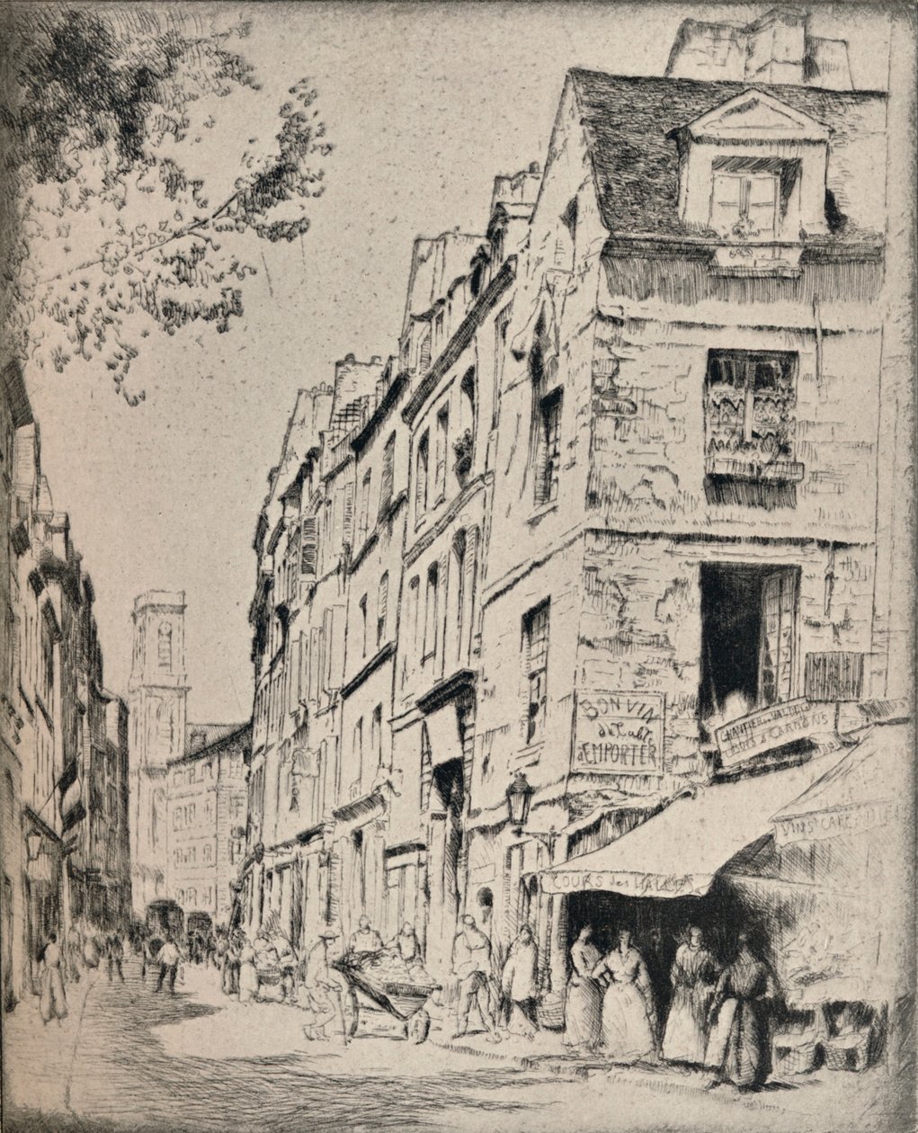 Cour des Halles, Rue St Jacques, 1915 door Bror Julius Olsson Nordfeldt