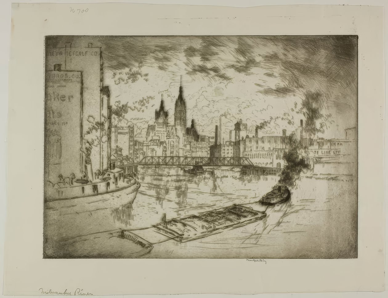 De Milwaukee-rivier door Bror Julius Olsson Nordfeldt