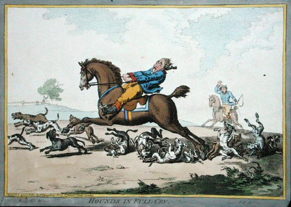 Honden in volle jacht, geëtst door James Gillray (1757-1815) uitgegeven door Hannah Humphrey in 1800 door Brownlow (after) North