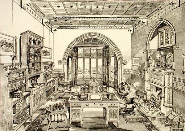 Interieur van een Bibliotheek door Bruce James Talbert