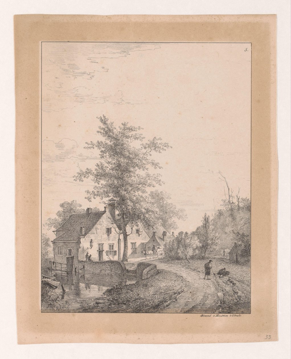 Landweg met huizen door Bruno van Straaten (I)