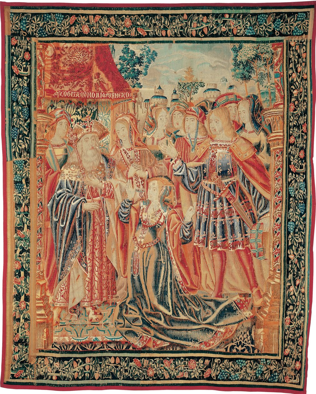 Het verhaal van Troje. Cassandra pleit bij Priamus om gratie voor Paris, ca. 1520 door Brussels Manufactory