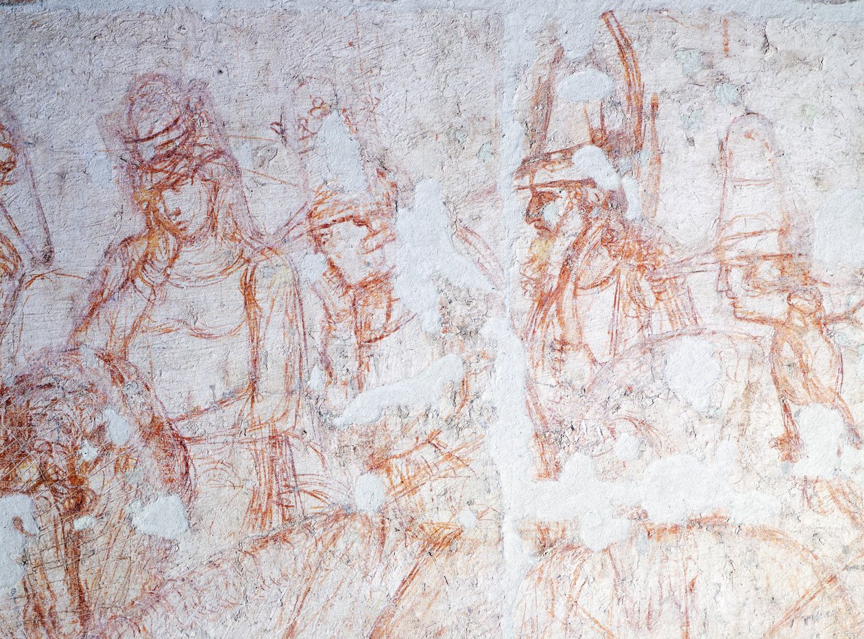 Figuren van ruiters, detail van Triomf van de Dood, door Bonamico Buffalmacco door Buonamico Buffalmacco