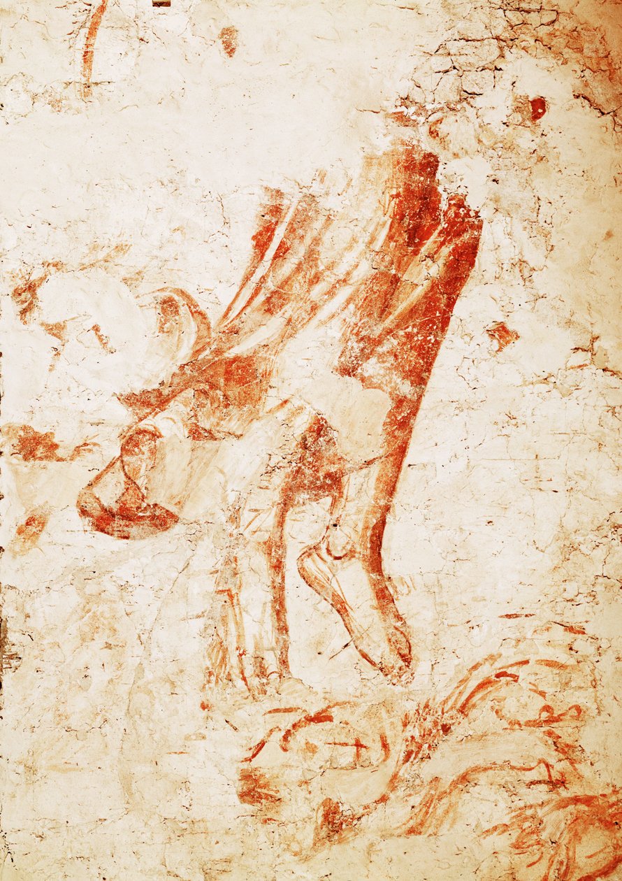 Sinopia met een engel des doods en een bisschop ... (fresco) door Buonamico Buffalmacco