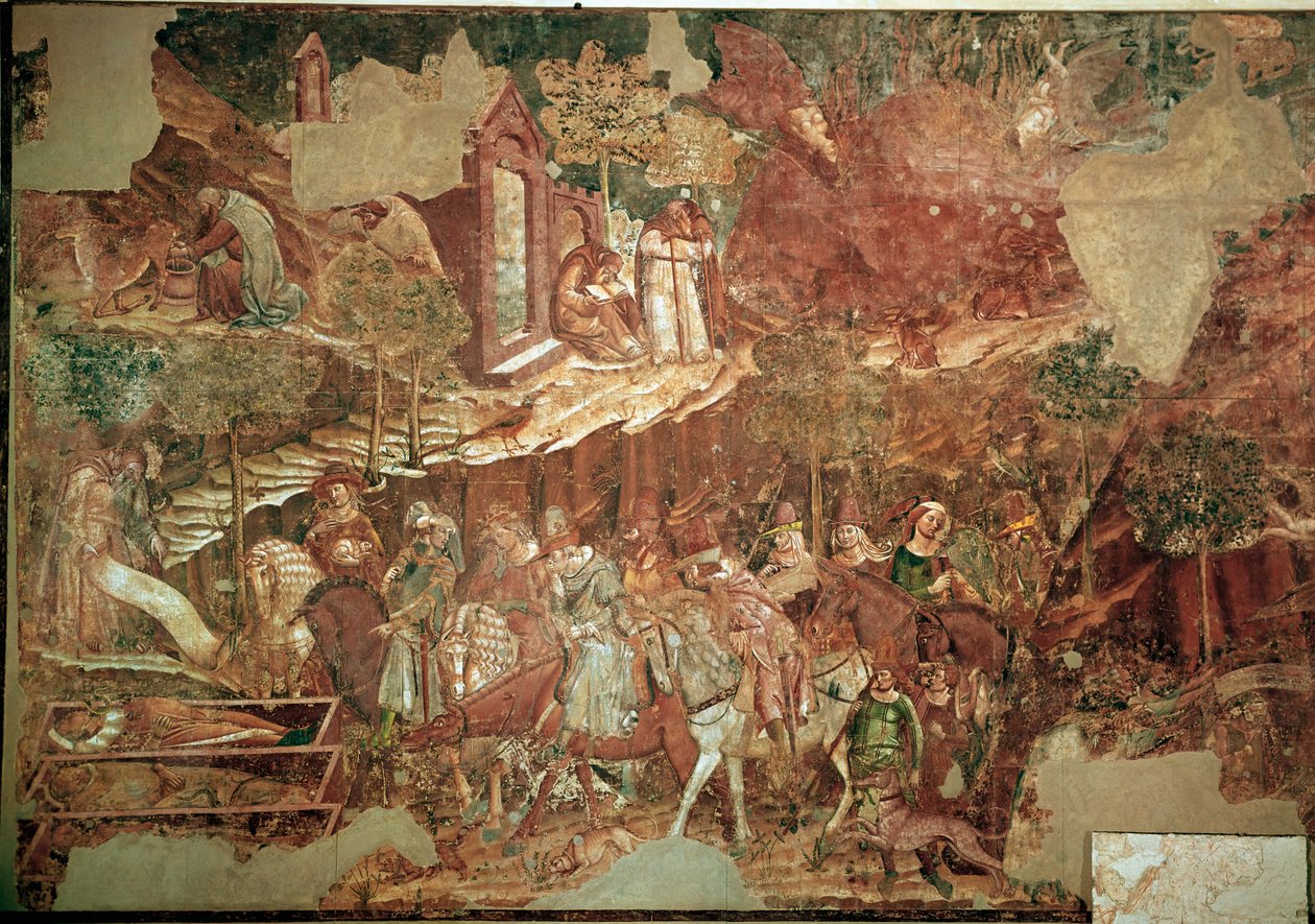 Triomf van de dood, vers. Overzicht (fresco) door Buonamico Buffalmacco
