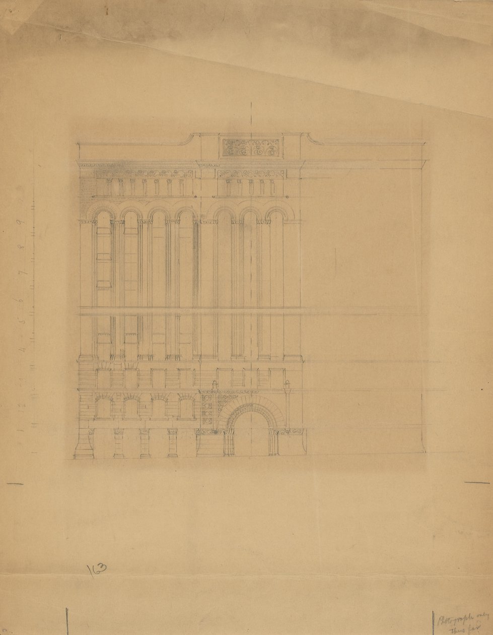 Mills Building, San Francisco, Californië, Ontwerp Schets door Burnham and Root