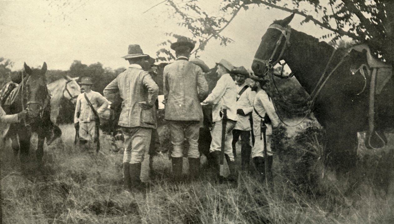Generaal Lawton leert van Cubaanse officieren...30 juni, Spaans-Amerikaanse oorlog, 1898, 1899 door Burr McIntosh