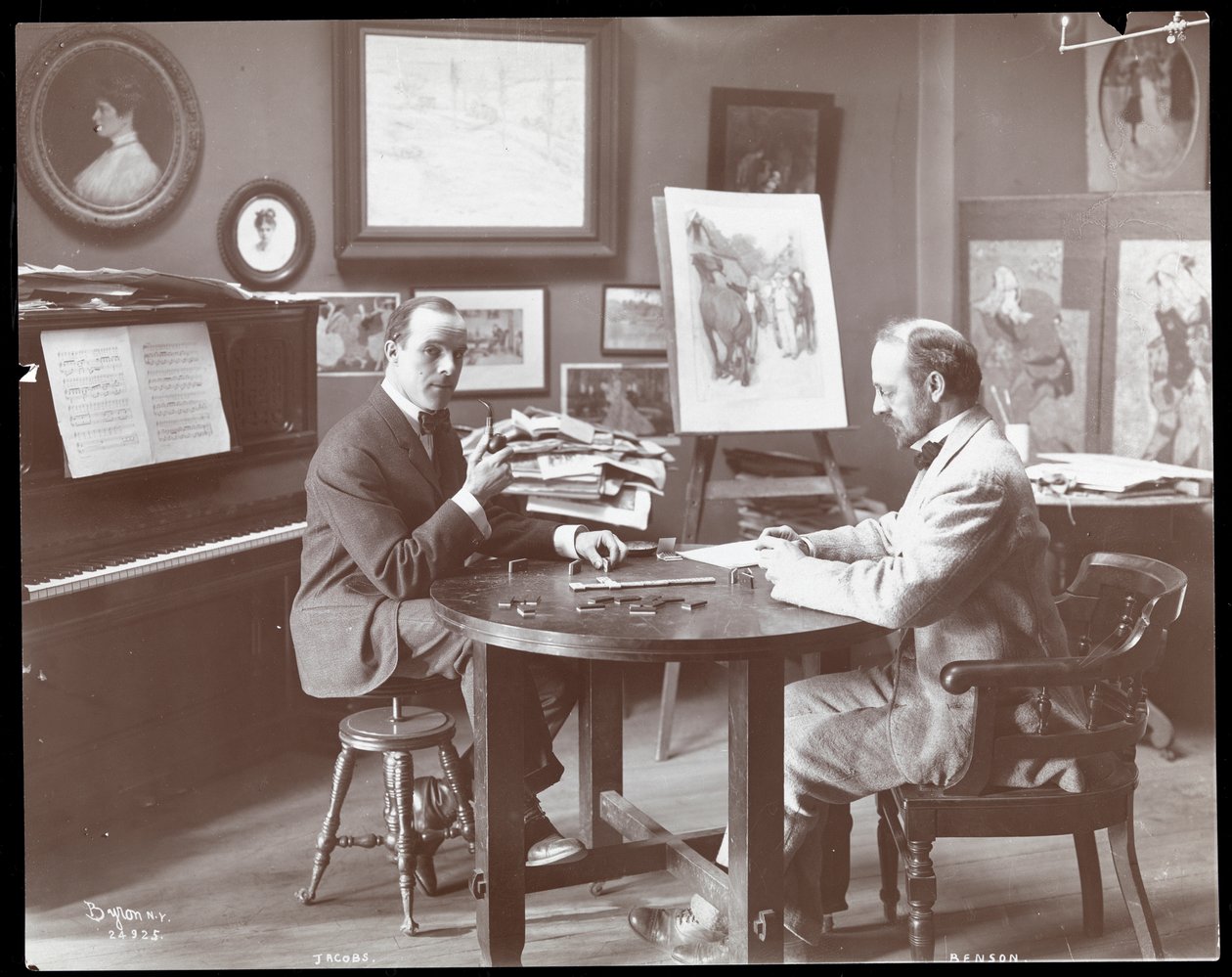 Michel Jacobs en Benson spelen domino, 1907 door Byron Company
