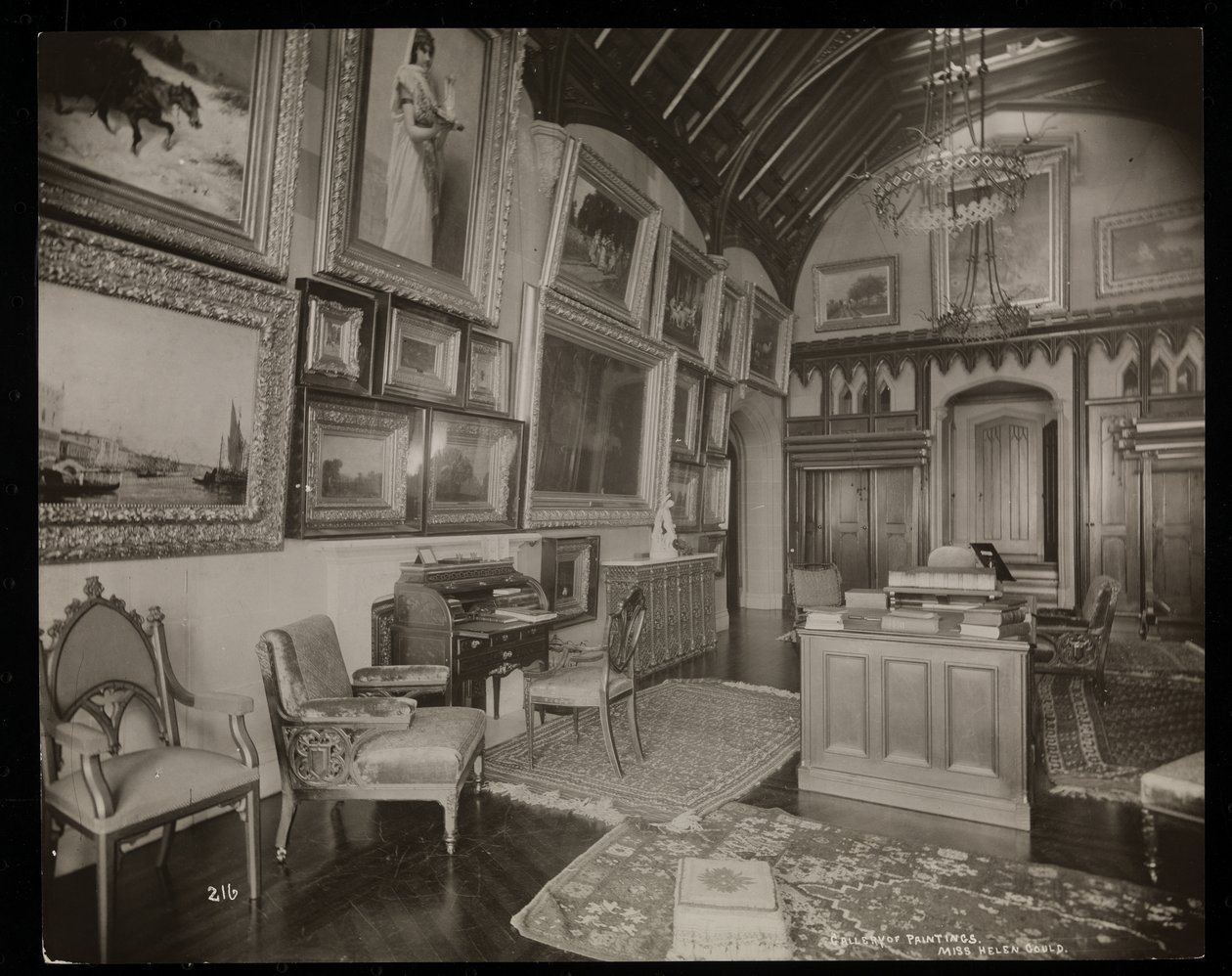 De kunstgalerij van het Helen Gould landgoed (voormalige Jay Gould residentie) in Tarrytown, New York, 1893-94 door Byron Company