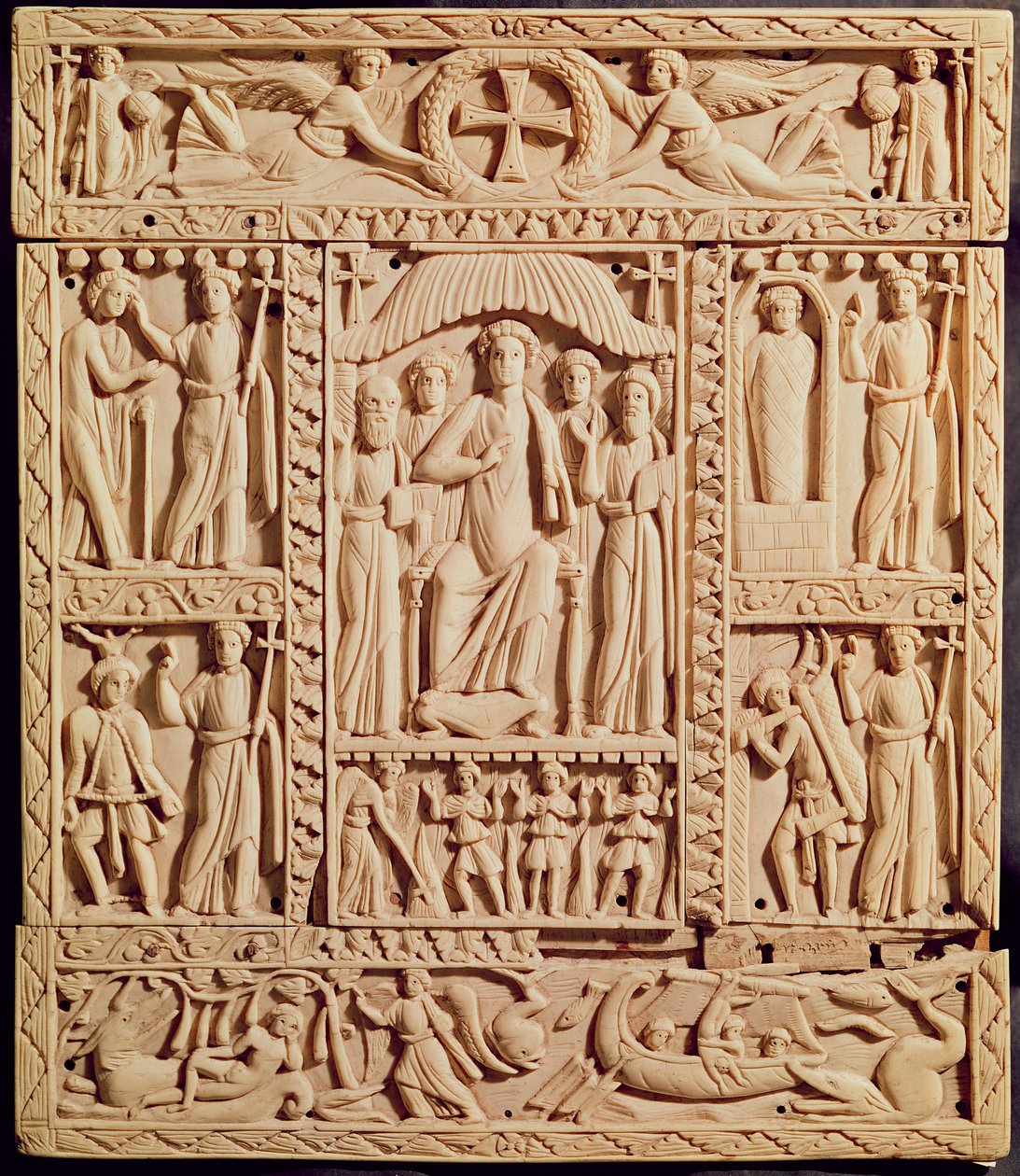 Christus op de troon, uit een evangelistarium door Byzantine