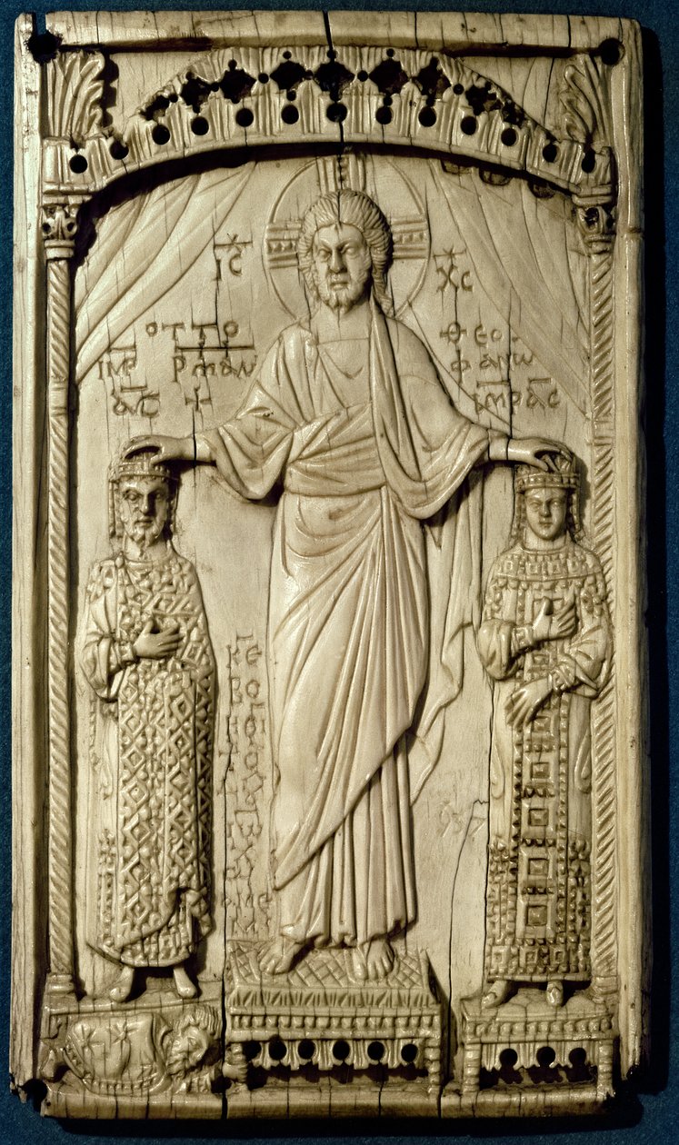 De Kroning van Otto II (955-983) en Theophano (958-991) van een Plaquettebinding, ca. 982-983 door Byzantine