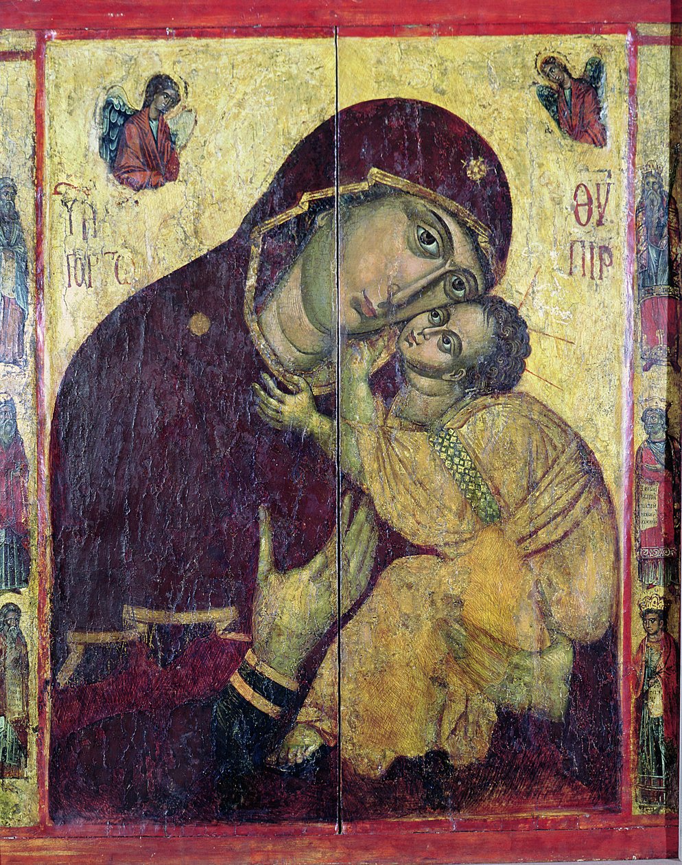 De Maagd Eleousa, uit Nessebar, Bulgarije, 13e-14e eeuw (tempera op paneel) door Byzantine