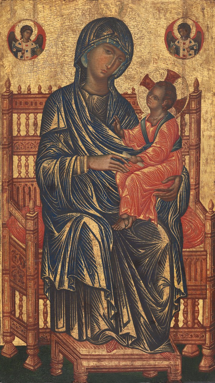 Madonna en Kind op de troon door Byzantine 13th Century