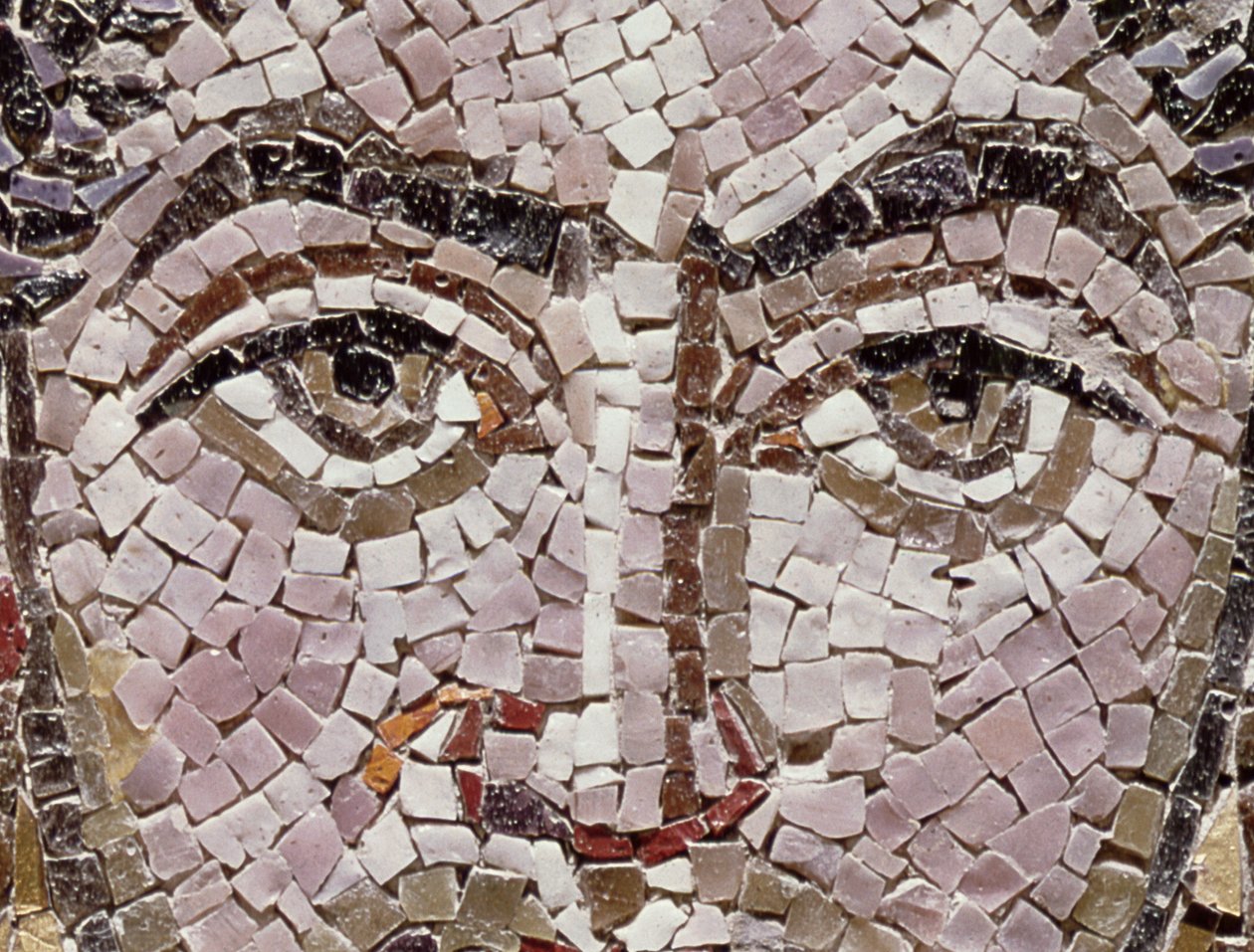 Keizer Justinianus I (483-565) c.547 AD (mozaïek) (detail) door Byzantine School