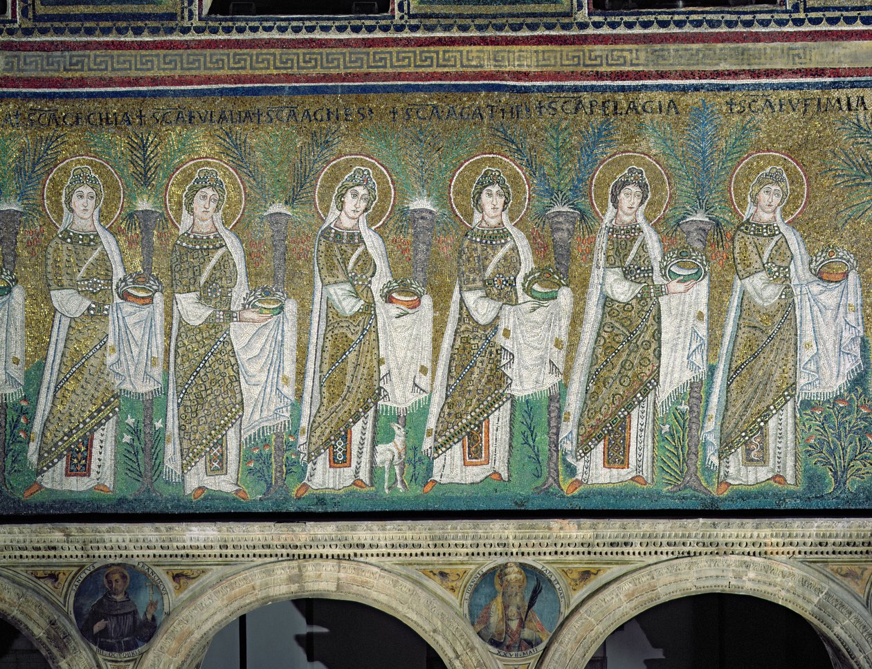 Groep van Maagdelijke Martelaren (mozaïek) door Byzantine School