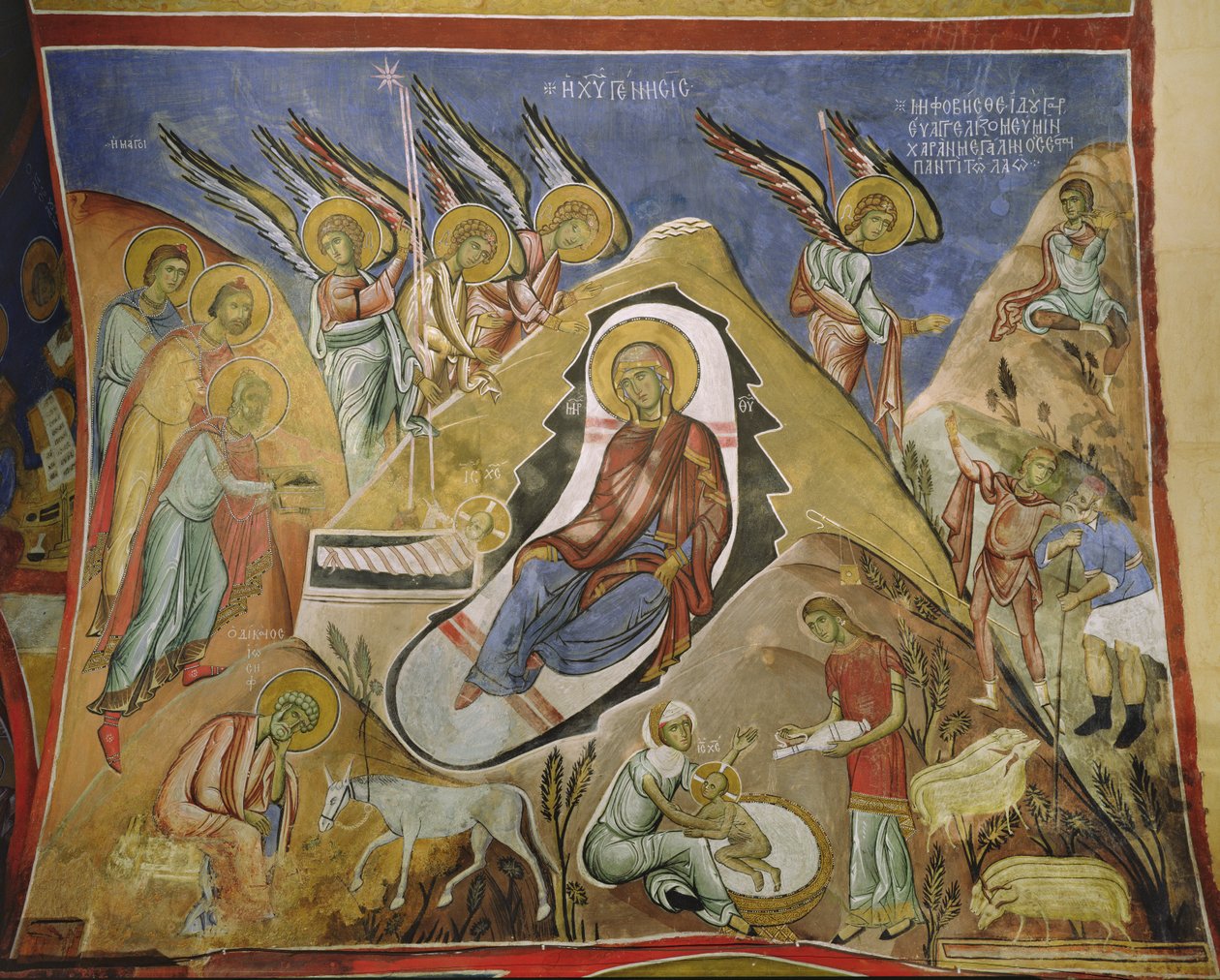 De aanbidding der wijzen door Byzantine School