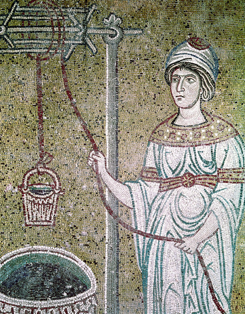 De vrouw van Samaria (mozaïek) door Byzantine School