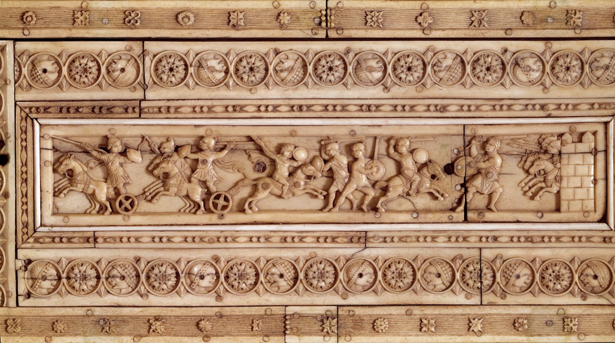 Gevechtsscène (ivoor reliëf) door Byzantine