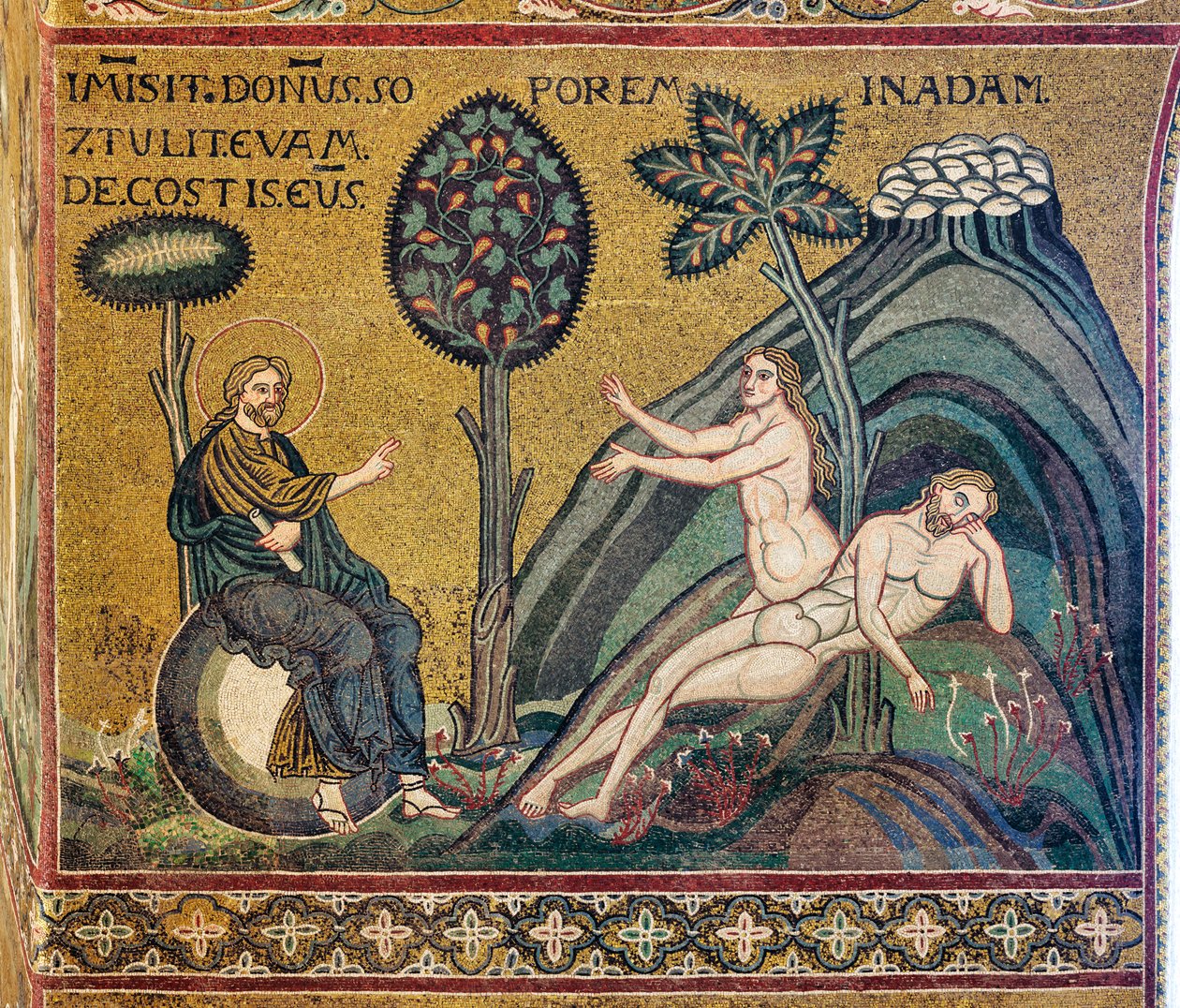 Schepping van Eva, Byzantijns mozaïek, XII-XIII eeuw, op de tegengevel (mozaïek) door Byzantine