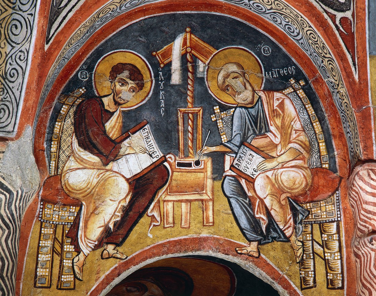 Evangelisten Marcus en Johannes schrijven de Evangeliën door Byzantine