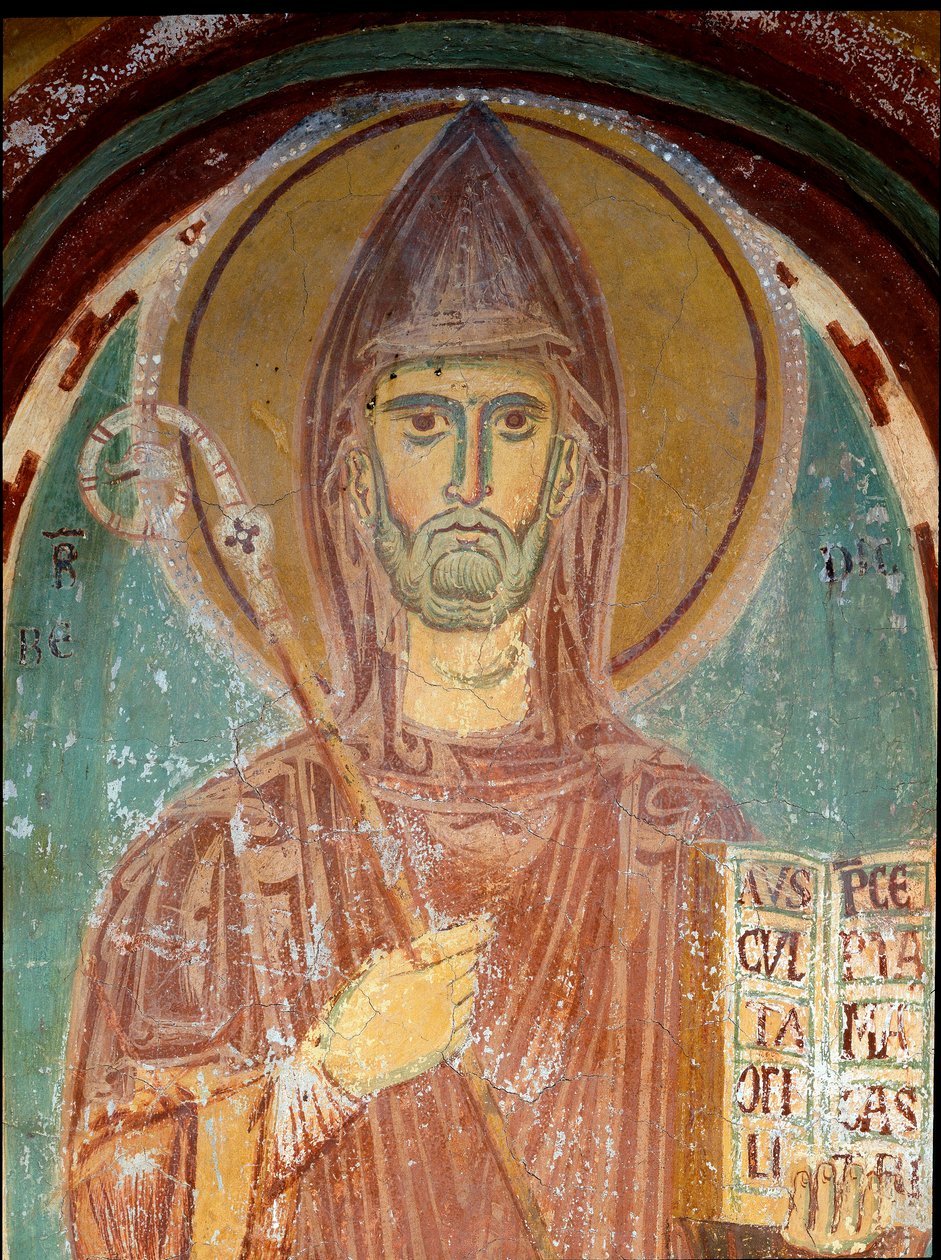 Voorstelling van Sint Benedictus van Nursia (detail) door Byzantine