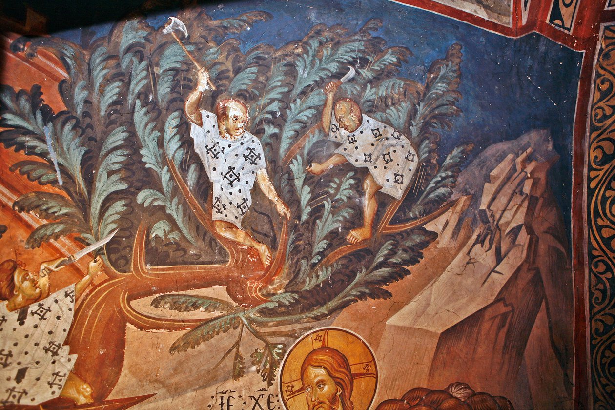 De intocht van Christus in Jeruzalem (detail) door Byzantine