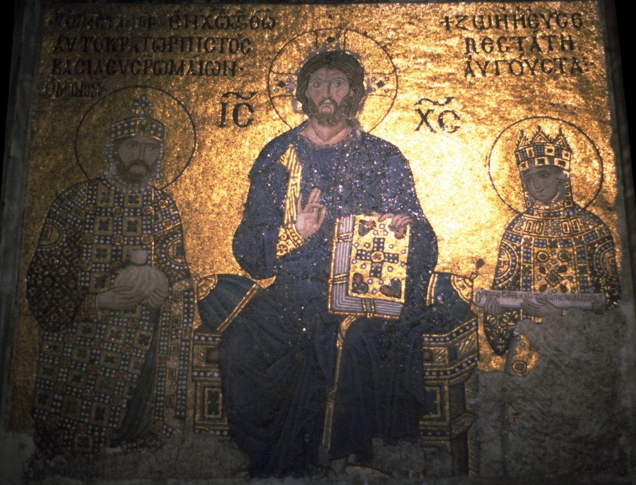 Christus Pantocrator tussen keizer Constantijn IX Monomachus en keizerin Zoe, ca. 1020 door Byzantine Byzantine