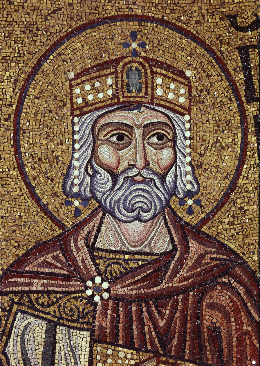 Koning David (detail) van interieurmozaïeken in de Basiliek van San Marco, 12e eeuw door Byzantine Byzantine