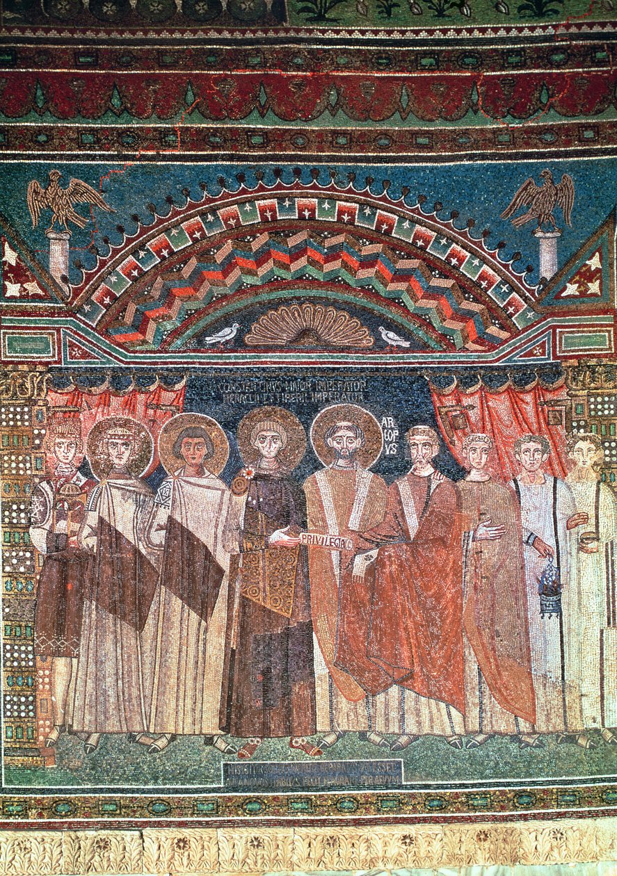 Constantijn IV (654-85) verleent bisschop Reparatus privileges voor de kerk van Ravenna, 671-77 door Byzantine School