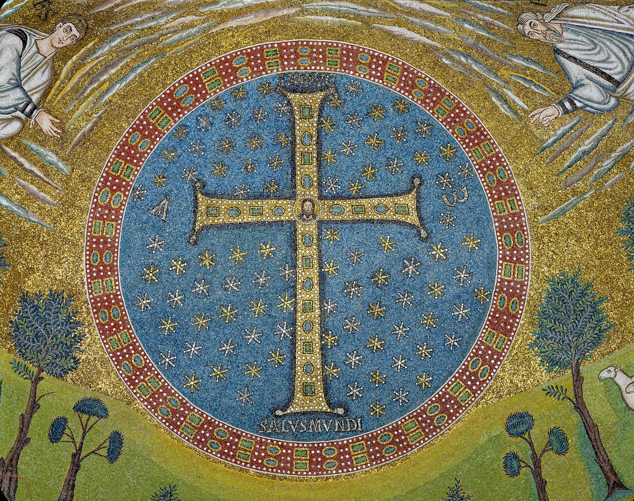 Crux gemmata (mozaïek) door Byzantine School