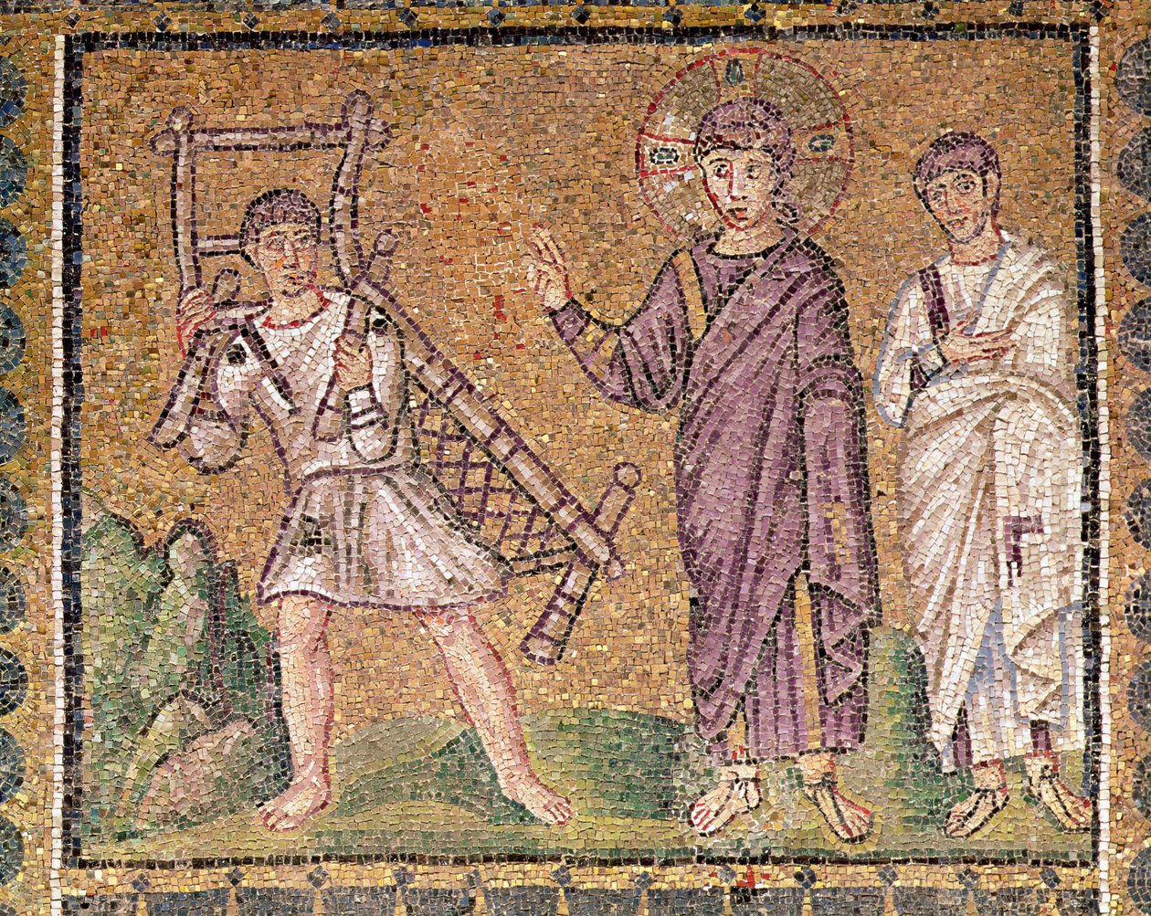 De genezing van de verlamde van Kafarnaüm, Scènes uit het leven van Christus door Byzantine School