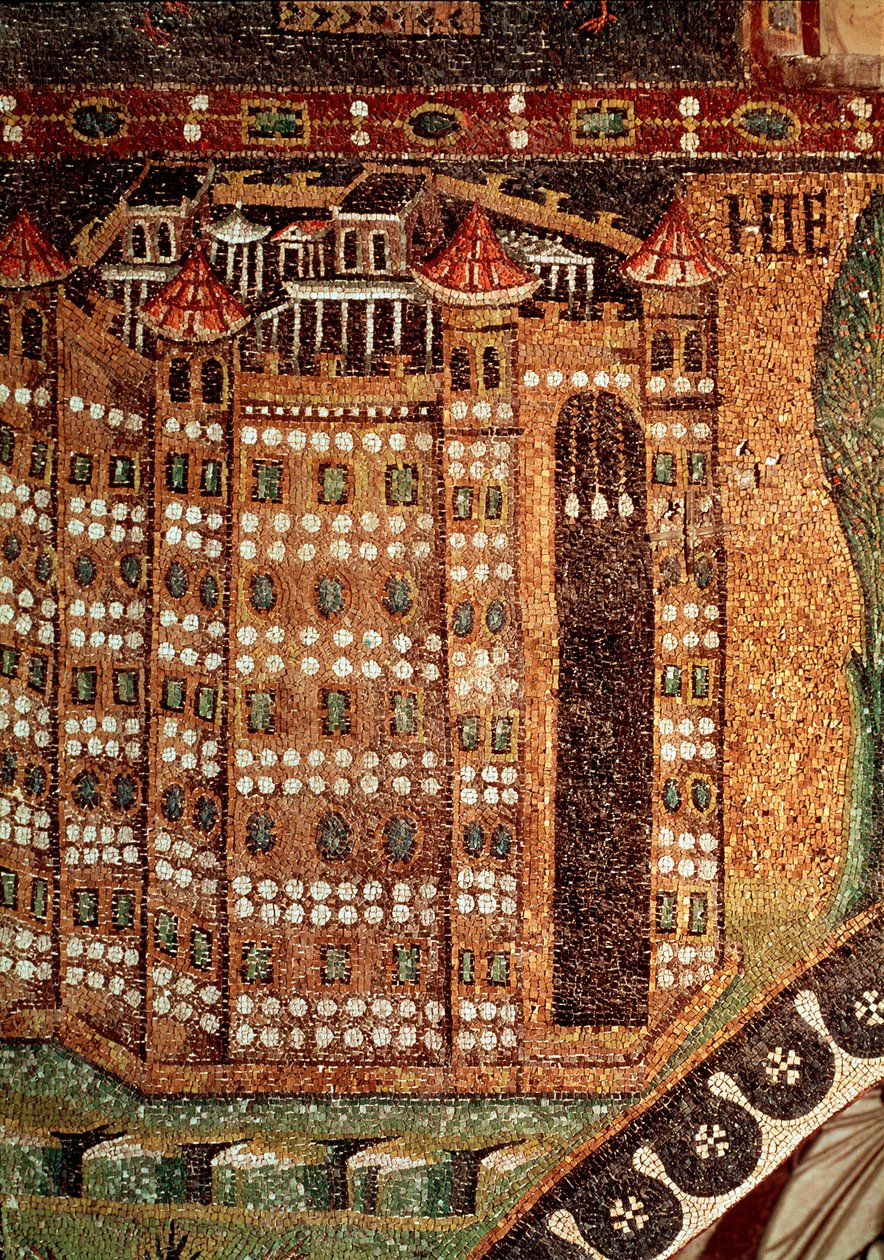 Uitzicht op Jeruzalem (detail van mozaïek) door Byzantine School