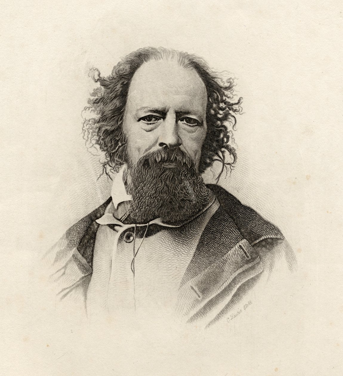Portret van Alfred, Lord Tennyson (1809-92) door C. Laurie