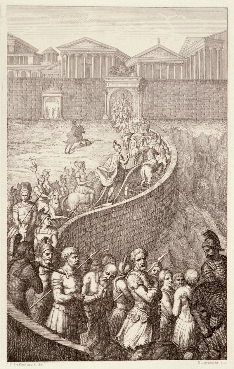 De Triomf van Quintus Fabius, gegraveerd door B. Barloccini, 1849 door C.C Perkins