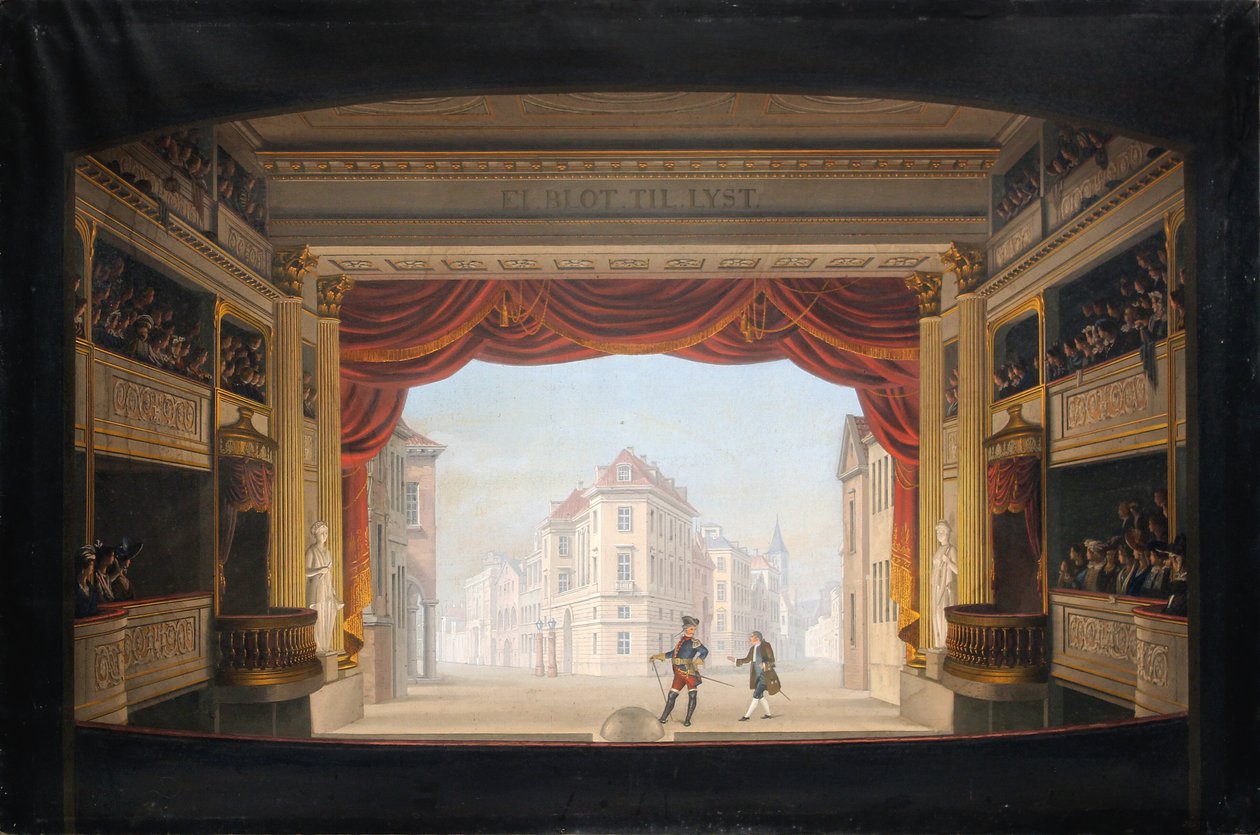 Het interieur van het Koninklijk Theater tijdens de voorstelling van Jacob v. Thyboe door C.F. Christensen