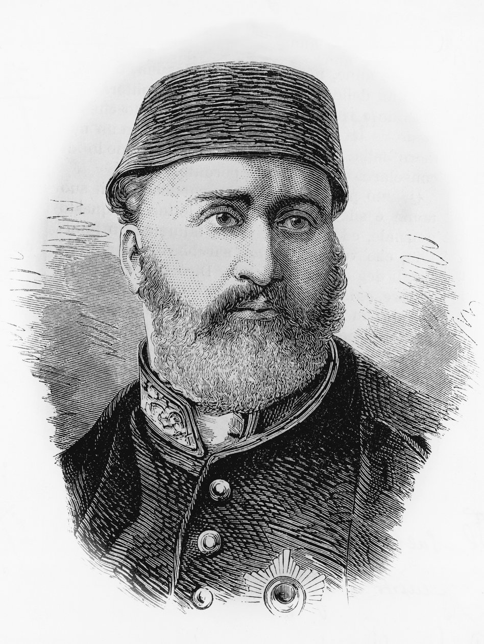 Portret van Abdulaziz (1830-1876), 32e sultan van het Ottomaanse Rijk vanaf 1861, gravure door J.B. and Brown J. Rowbotham